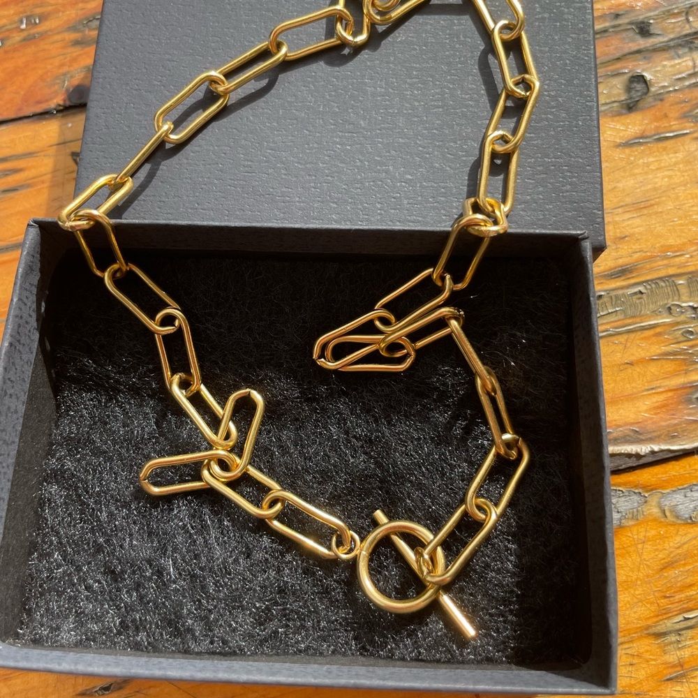 Gold plated vermeil paper clip necklace